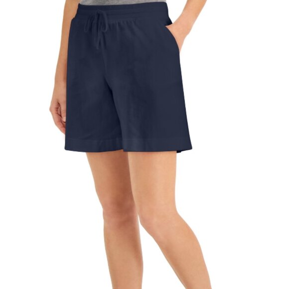 NEW! Karen Scott Sport Shorts PP Intrepid Blue Drawstring Pockets - Picture 1 of 9